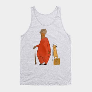 Man in red with headphone dog Tank Top